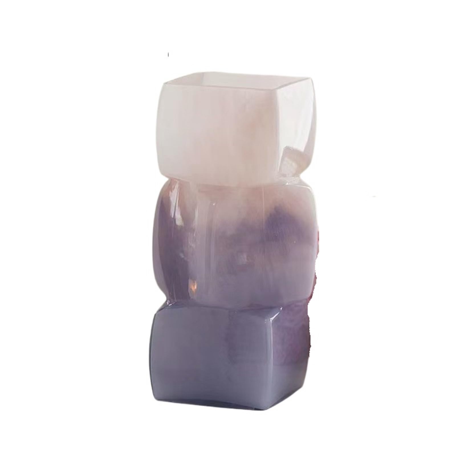 Geometric Vases Glass Vase Geometric Square Stacking Marbling Gradient Flower Floral Arrangement Accessories Pot(Pink)