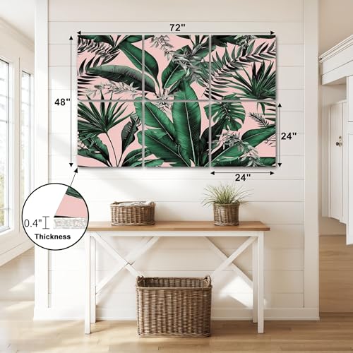 6 Paneles Acústicos Artísticos Verde Hojas Tropicales de Palma y Banano Paneles Decorativos Absorbentes de Sonido 72"x48" para Estudios de Grabación y Hogar miniatura 5
