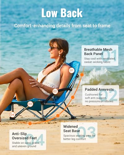 image for KingCamp Ultralight Compact Portable Low Back Beach Chairs for Adults 