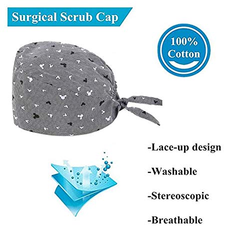 ZETIY Scrub Cap Sweatband Adjustable Bouffant Hats Headwear for Womens Mens Boys Girls(Grey Mouse-1pc) - Thumbnail 3
