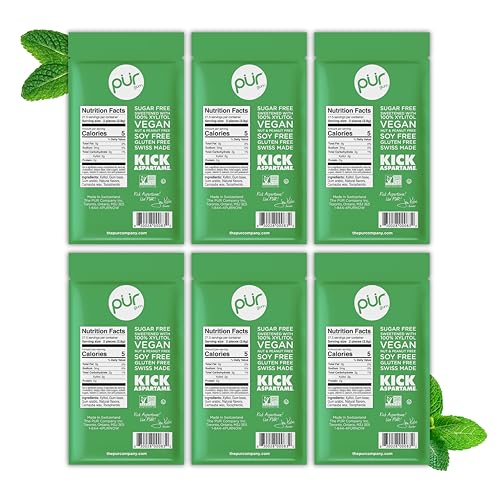 Image of PUR Gum | Aspartame Free Chewing Gum | 100% Xylitol | Natural Spearmint Flavored Gum, 55 Pieces (Pack of 6)