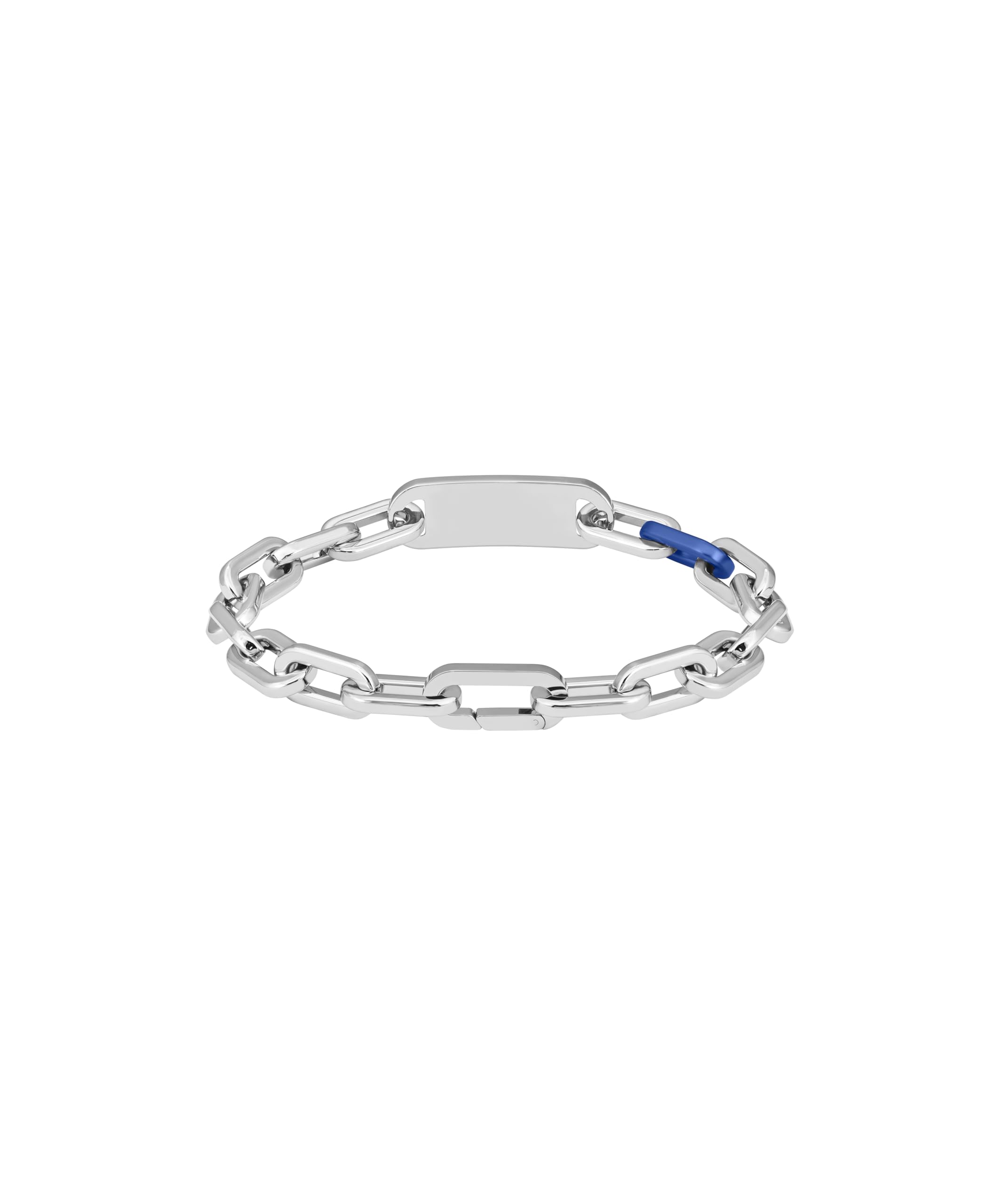 Lacoste Bracelet en Chaîne pour Homme Collection CREW en Acier Inoxydable (Argenté ou Doré) avec une Plaque Colorée Gravée