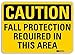 SmartSign ?Caution - Fall Protection Required In This Area? Label | 5" x 7" 3M Engineer Grade Reflective