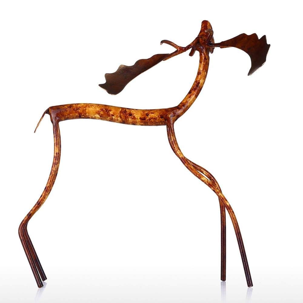 Levantar la Cabeza Escultura de Hierro de Alce Decoración del hogar Artesanía Escultura de Animales de Metal Obra de Arte para la decoración de la Oficina en casa, Levantar la Cabeza