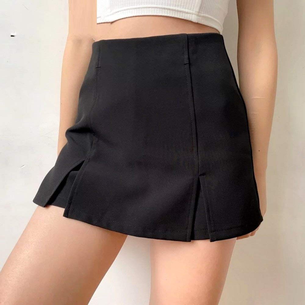 Falda Mujer Mini,Falda Acampanada De Cintura Alta Patinadora con Doble División Verano Sexy Punk Goth Lápiz Bodycon Falda Corta con Cremallera para Niñas Señoras En La Playa Fecha De Vacaciones