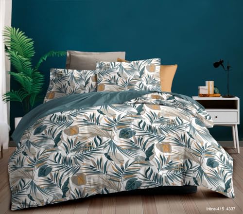 Générique Ensemble Parure de draps 4 Pieces 100% Coton 57 Fils/m2-1 Drap Plat 240x 300 cm + 1 Drap Housse 140 x 190 cm + 2 taies d'oreilers 65 x 65 cm...