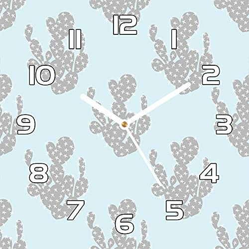 Horloge Murale Verre Sécurité Design Cactus Pastel Subtil