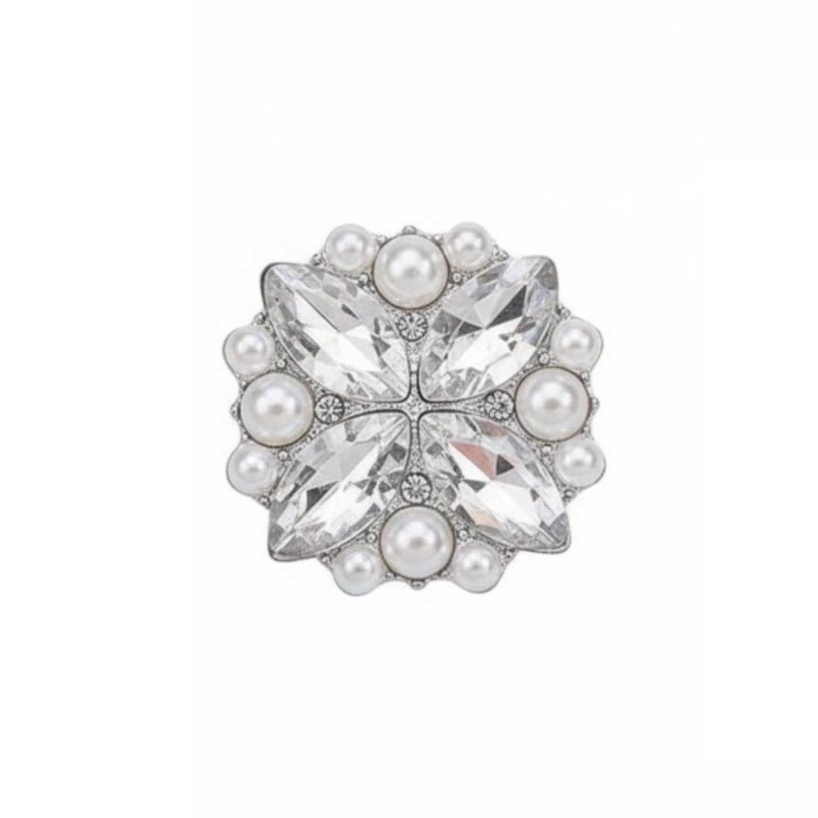 Pearl Embellished Button Sparkling Rhinestones Pearl Rhinestone Buttons Elegant Design Glass Diamond Button for Crafters, Garment Embellishment Ka7082-5 Silv Pearl-image-20