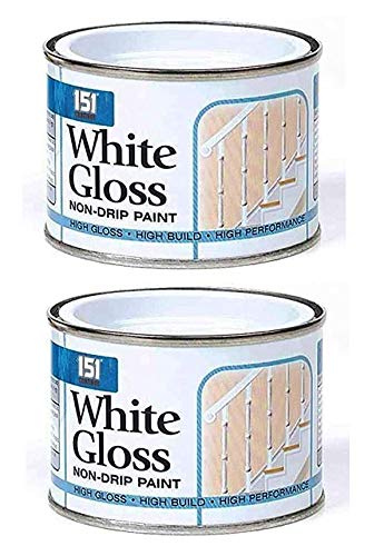 SDMAX 151 Coatings Pack Of 2 White High Gloss Non-Drip Paint 180ml Tin For Interior Exterior Wood Metal Concrete