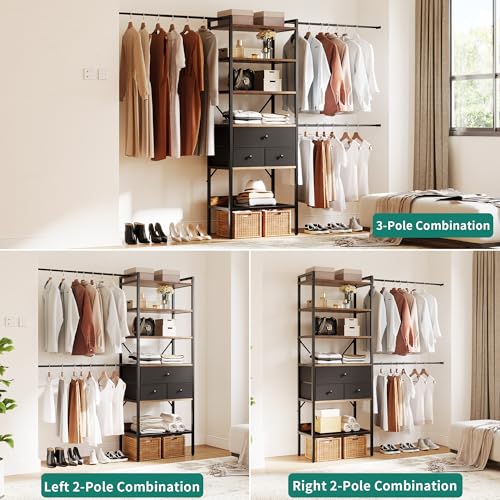 YITAHOME Modular Closet System with Drawers & Clothing Rack - Adjustable Wardrobe Organizer, Durable Steel Frame, Space-Efficient Design for Bedroom, Closet, or Laundry Room, Quick Assembly - Image 3