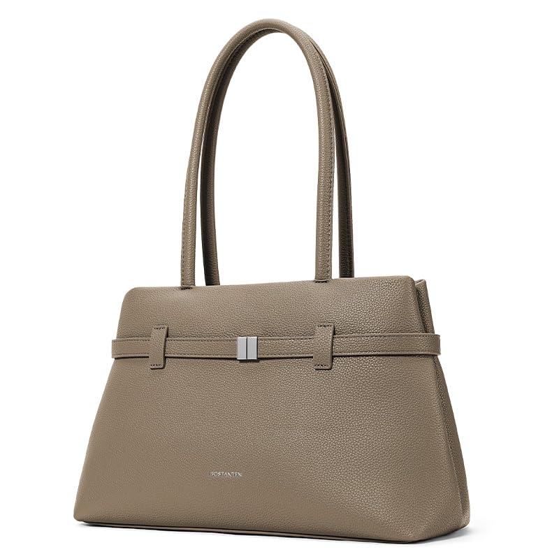 BOSTANTEN Bolsa de Ombro Feminina Grande, Bolsa Tote de Couro Sintético Impermeável e Resistente a Arranhões, Bolsa de Mão Estruturada com Fecho Metálico, para Trabalho, Faculdade e Uso Diário