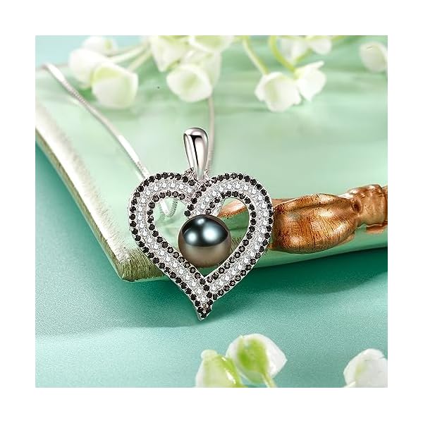 Gifts for Women Wife-Pearl Heart Pendant Necklace- Birthday for Girlfriend, Valentine's Day for Wives, Mother's Day for Mom Grandma, Gifts for Her on Wedding Anniversary Christmas Fine Jewelry - Image 4