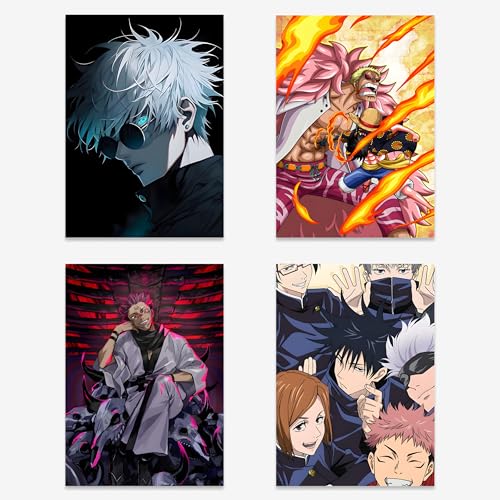 Image of Anime Posters, Set of 10 Mix Anime posters for wall, Self Adhesive, A4 Size |Posters For Gaming Room, Various characters