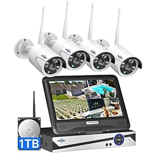 [10CH Expandable] Hiseeu Wireless Security Camera System with 10in LCD 2K Monitor, 4Pcs 3MP Outdoor Indoor Cameras with…