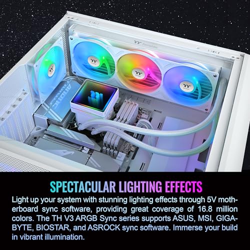 Image of Thermaltake TH360 V3 ARGB CPU Liquid Cooler; Intel /AMD; 1x360mm 500~2500rpm Single Frame ARGB Fan; 360mm Radiator; ARGB Infinity Mirror; Rotatable Pump Head; Snow; CL-W468-PL12SW-A