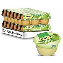 Motts No Sugar Added Granny Smith Applesauce, 3.9 Oz Cups, 72 Count 12 Packs Of 6, Good Source Of Vitamin C, No Artificial Flavors