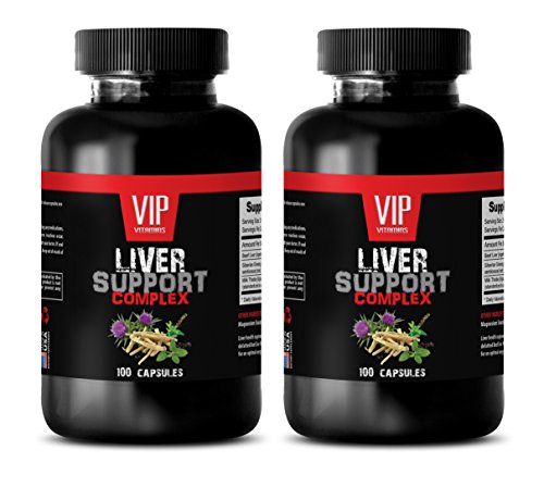 Liver Kidney Supplement - Liver Support Complex - Milk Thistle Natural - 2 Bottles 200 Capsules