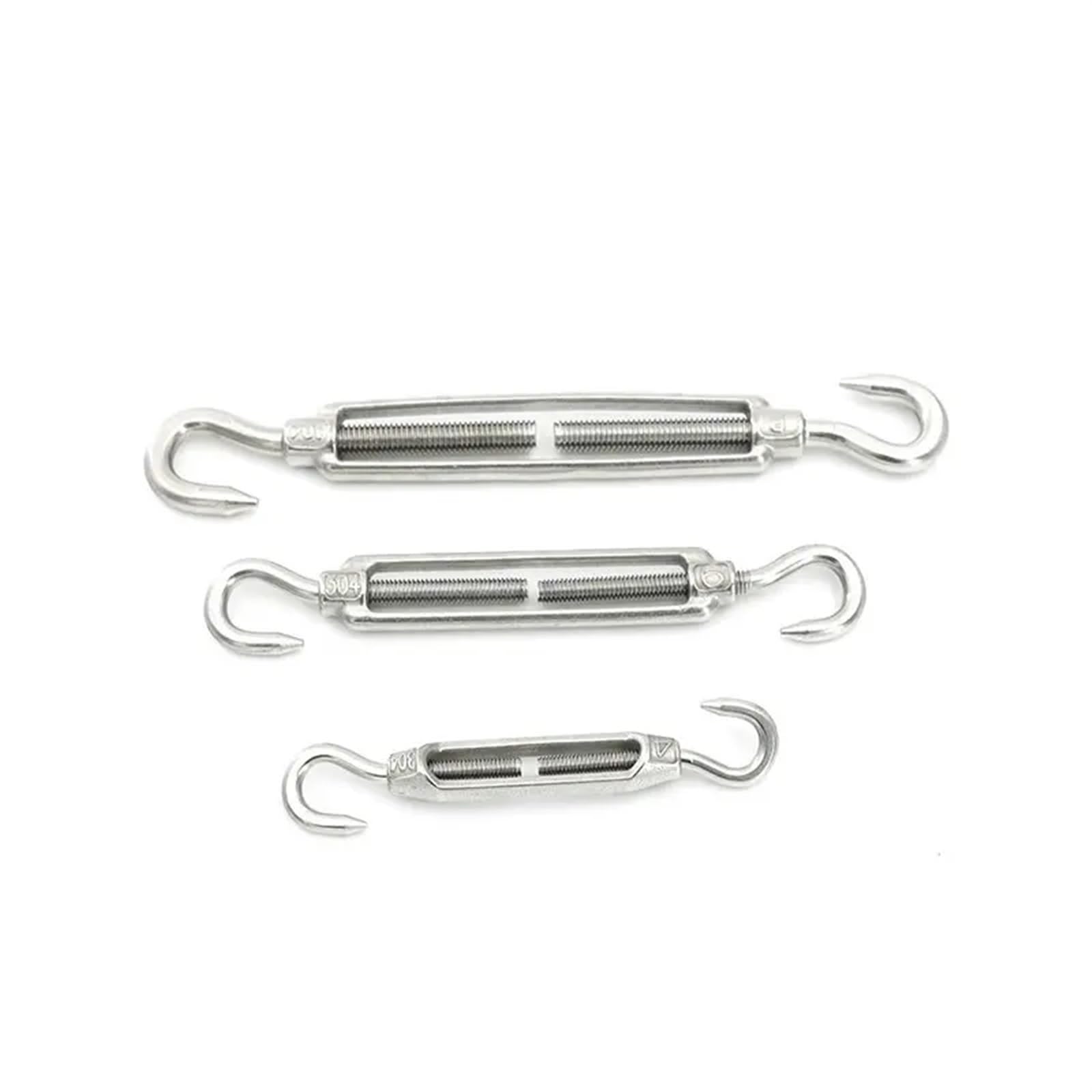 PULaif Turnbuckle Wire Tensioner, 304 Stainless Steel Turnbuckle Wire Tensioner Hook Eye OC OO CC M4-M12 Garden Wire(Hook and Hook M6)