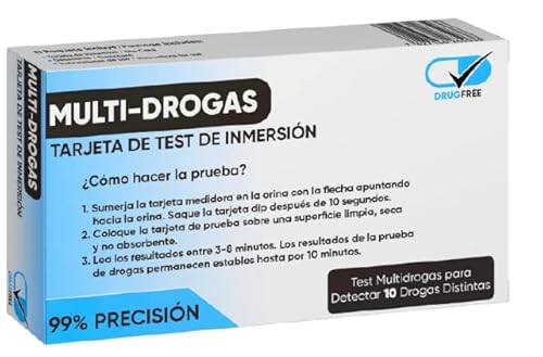Pruebas médicas y tests | Kit De Prueba Rápido Detecta 10 Tipos De Drogas, Multidrogas, Test De Detección En Orina Para Adultos - Incluye Tarjeta De Inmersión E Instrucciones