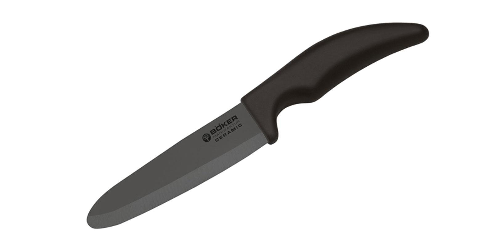 Couteau de cuisine en céramique Böker noir avec sa lame de 14,6 cm