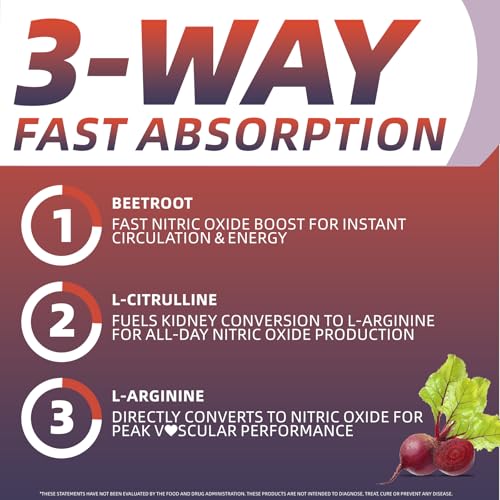 Image of Nitric Oxide Supplement - Beet Root Powder with L-Citrulline & L-Arginine, Nitric Oxide Supplements for Men Women with Beetroot, Supports Energy, Heart Health, BlackBerry Lemon Flavor, 35-Day Supply