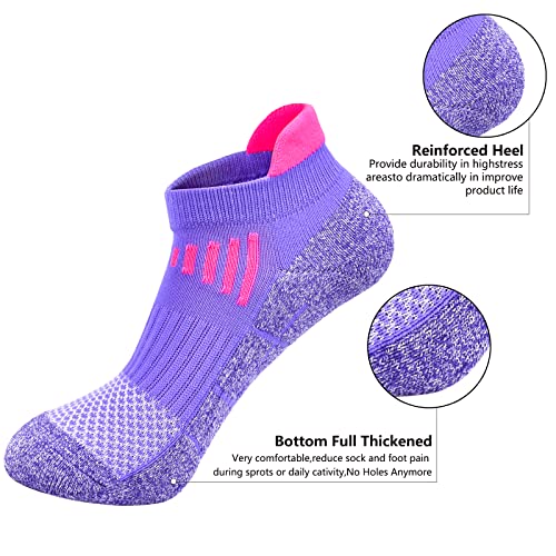 J.WMEET Womens Ankle Athletic Socks Low Cut Cushioned Breathable Running Performance Sport Tab Cotton Socks 6 Pack4