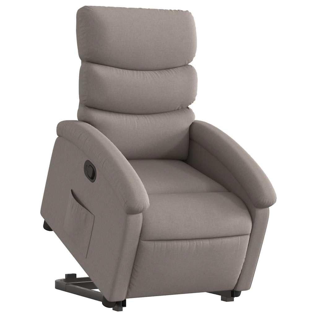 Sillón elevador reclinable de tela, con motor eléctrico y función de elevación manual para máxima comodidad y soporte postural