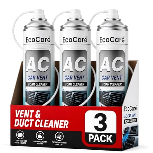 Image of EcoCare Car AC Vent & Duct Cleaner | 3 Pack 500ML Foam Cleaning Spray for Car Air Conditioner | Freshens & Cleans Dust Build-Up | Fast No-Rinse Formula | Automotive HVAC Refresher (3PACK)