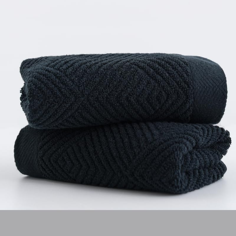 sense gnosis Super Soft Black Hand Towels Terry Striped Weave Pattern Ultra Absorbent 100% Cotton Towel for Bathroom(13 X 29 Inch) - Image 4