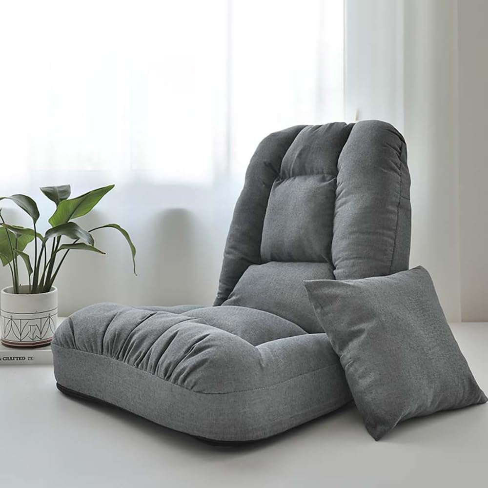 Fireside Chair, Lazy Floor Sofa,Armless Accent Bean Bag Couch,Lounger Memory Foam Chair, Corner Bean Bag Chair, Tatami Sofa for Home, Office, Apartment,Gaming Venue (Grey)