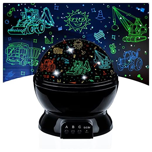 Car Truck Night Light Projector Birthday Gifts Toys for Boys Age 3-5 Toddler Tractor Nightlights 360 Degree Rotation with 17 Colors Changing Baby Ceiling Light Projector for Boys Bedroom Decoration