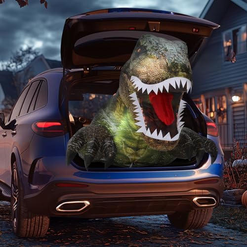 ZPISF 3.6 FT Halloween Inflatables Outdoor Decorations Trunk or Treat Car Decorations Blow Ups Animated Dinosaur with LEDs for Halloween Decor