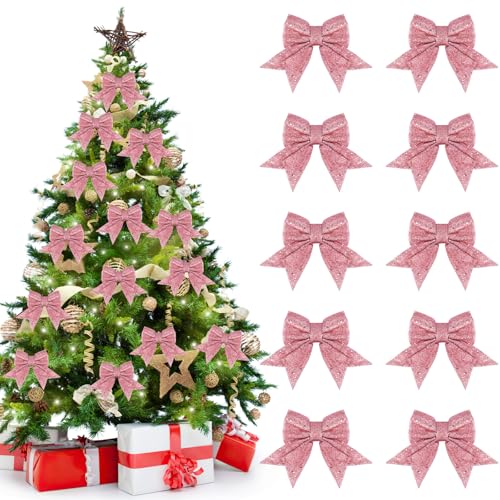 Honosen 10 Stück Schleifen Weihnachtsbaum, Glitzer...