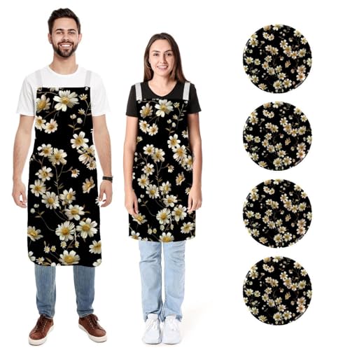 Tablier de cuisine réglable anti-taches avec grandes poches pour cuisiner proprement