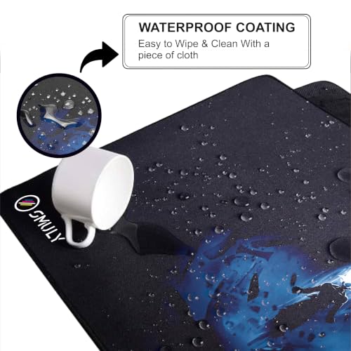 Image of Blue Energy Warrior Gaming Mouse Pad, Large Desk Mat 58.5 x 28 cm, Extended Washable Mousepad, Desk Pad, 2mm Thick Non-Slip Rubber Base, Stitched Edges, Smooth Surface (Multicolour)