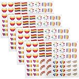 BESTonZON Regenbogen Gesichtsaufkleber Satz 4 Bögen Selbstklebend in Verschiedenen Formen Mit Haftung Für Gesicht Körper Hände Glas Party Pride Dekoration