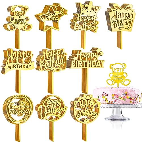 Décoration gâteau anniversaire dorée rétro en acrylique pour célébrer vos instants précieux