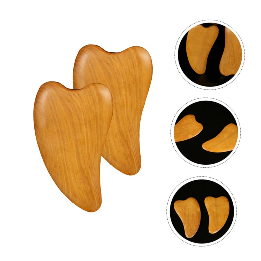 Alipis Tablero de Gua Sha de Madera para Masaje Facial y Maderoterapia, 2 Piezas Redondas Fáciles de Sostener para Aliviar Tensión y Cuidado Facial en Viajes