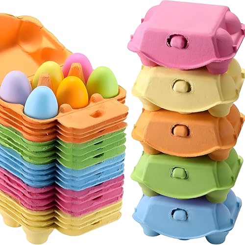 HEFEI XUJIE DIANPU 12 Stücke Eierkarton 6er Eierschachtel Pappe Wiederverwendbare Eierschachtel 6er Eierkartons aus Naturzellstoffpapier Eierschachtel Eierbox Eier Behälter für Hühner Enten