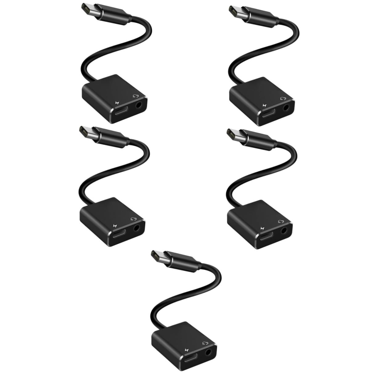 Mikikit 5pezzi Usb c Jack Adattatore Audio Convertitore Splitter Per Cuffie e Microfono Design Compatto e Compatibile Smartphone e Laptop