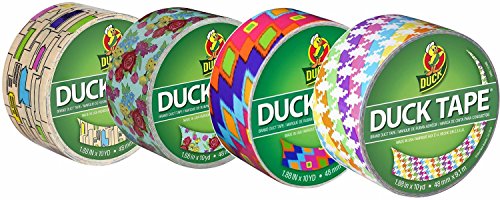 Duck Brand Duct Tape Set, Assorted Colors and Printed Patterns, Set of 4 Rolls
