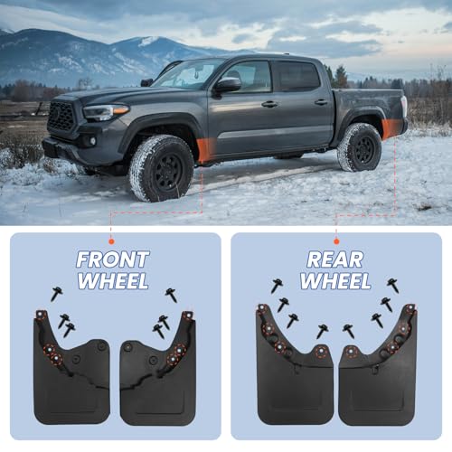 Image of 4PCS Mud Guards Splash Flaps Mudflaps Compatible with Toyota Tacoma 2024 2025 SR /SR5 Pickup Truck Auto Exterior Accessories Front Rear Tire Kit Vehicle Wheel Liner Fenders (for Tacoma 24-25 SR /SR5)