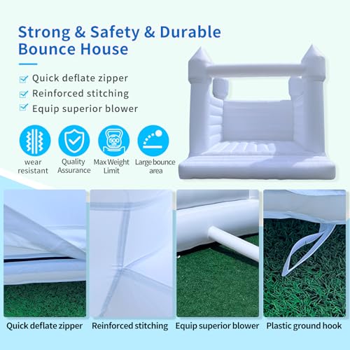 White Bounce House, Oxford Fabric Bounce House for Kids,Castle with Blower,Perfect for Kids, Family, Wedding (13x13x12FT, Weddings) - Image 7