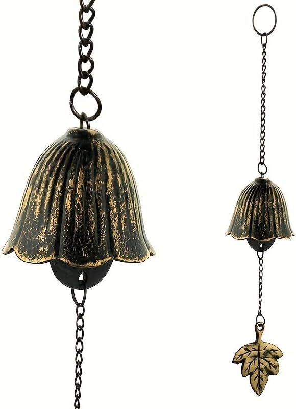 Rustic Cast Iron Wind Chime Vintage Metal Leaf Bell Outdoor Patio Hanging Decor Camping Blessing Festive Party Gift Yellow