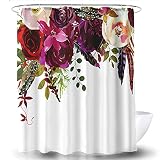 AO BLARE Floral Shower Curtain, Colorful Vintage Exotic Summer Flowers Botanical Polyester Fabric Sh