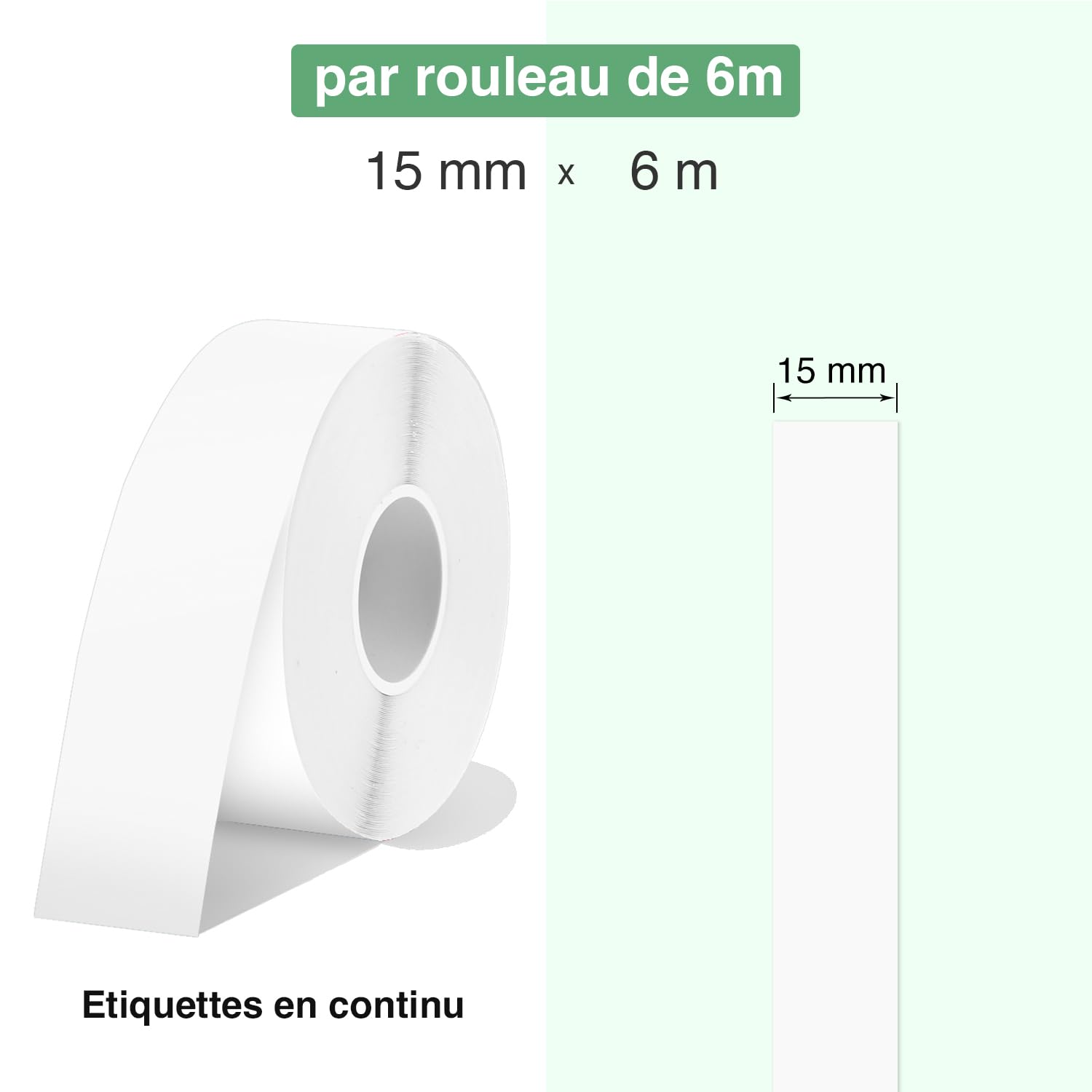 SUPVAN KATASYMBOL E10/E11/E16 2 Rouleaux Étiquettes Thermiques Autocollantes 15 mm x 6 m Noir sur Blanc