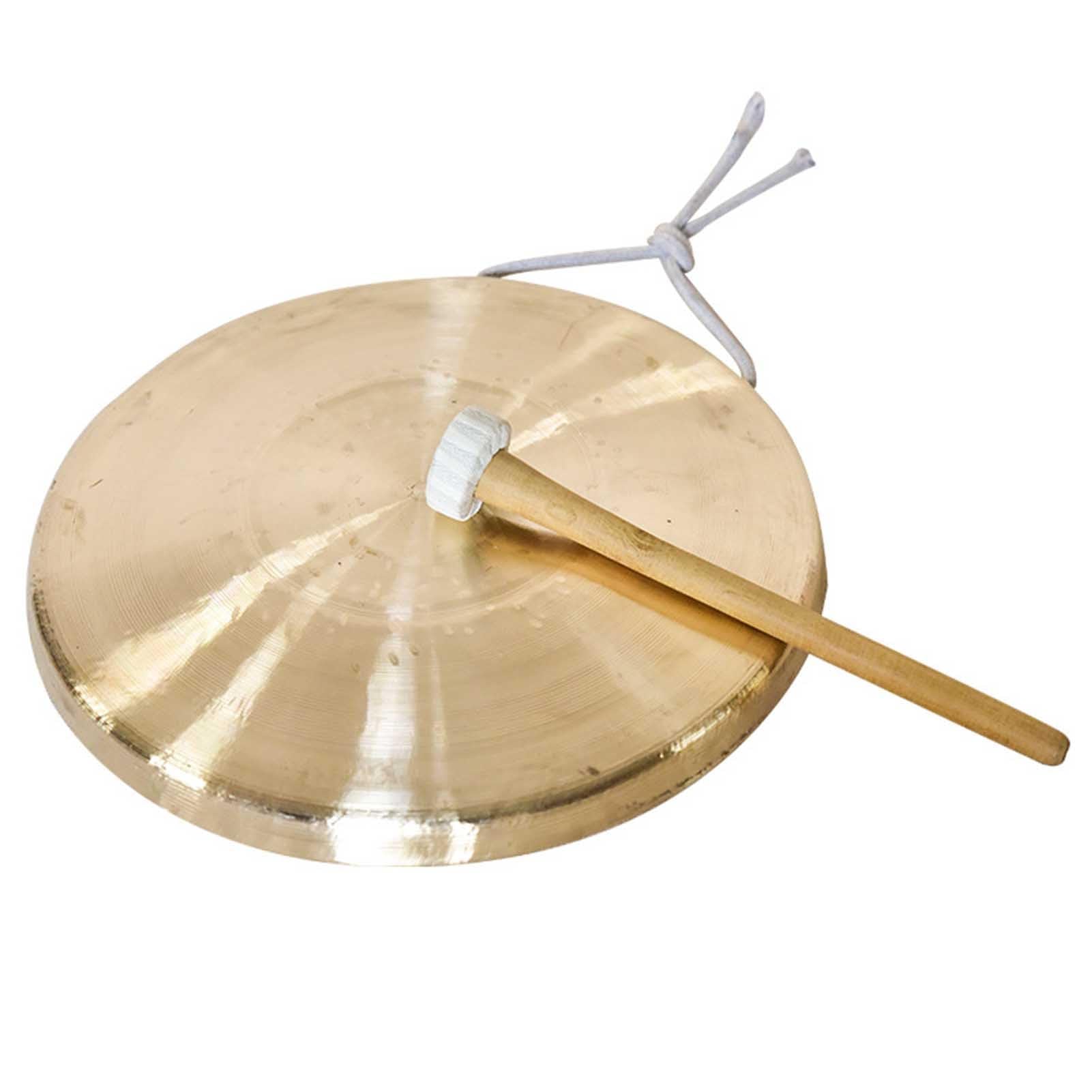 Mosiężny gong Feng Shui, Chiński Chau Gong z młotkiem, złoty, wiele rozmiarów(36cm)