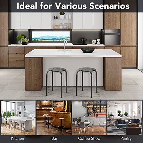 Ldaily Multipurpose Stool Chairs, Small Stool Sets, Metal Stool With Dome, Stackable Backless Kitchen Stool Indoor Outdoor, Furniture Stools, Suitable For Garden, Living Room, Home, Black (6-Pack) #TOP7