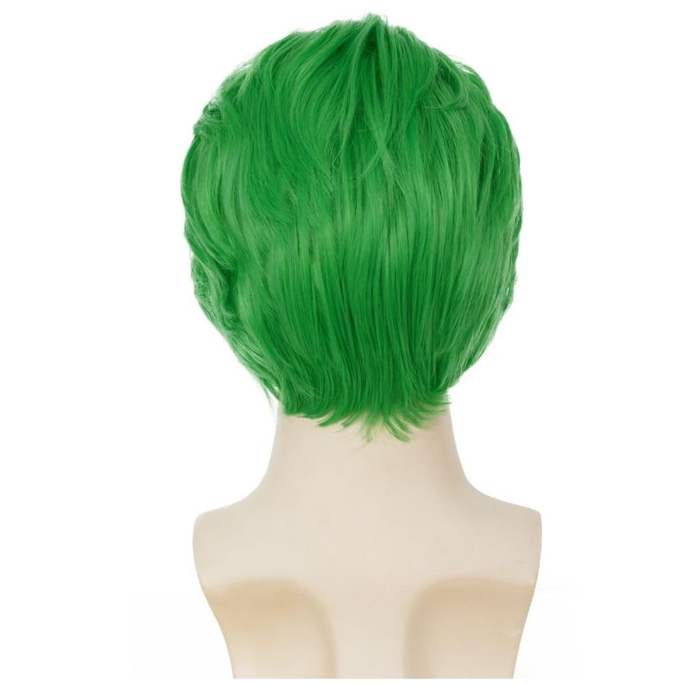 Salaibs Green Wigs for Men Short Straight Fluffy Anime Hair Wig Cosplay Halloween Wig - Image 4