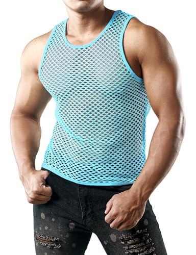 Image of JOGAL Men's Mesh Fishnet Fitted Sleeveless Muscle Top